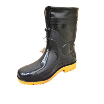 Black plastic men fashion rubber gumboot pvc gumboots with steel toe for industry and agriculture for africa